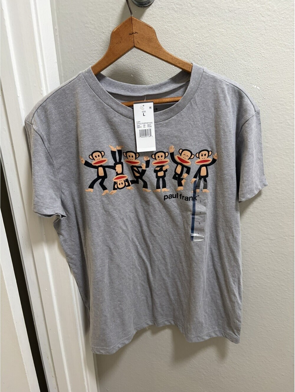 NWT Paul Frank Monkey T-shirt Gray Large Mens Y2K